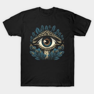 Psychedelic Mushroom with Big Eye Surreal Trippy Nature T-Shirt